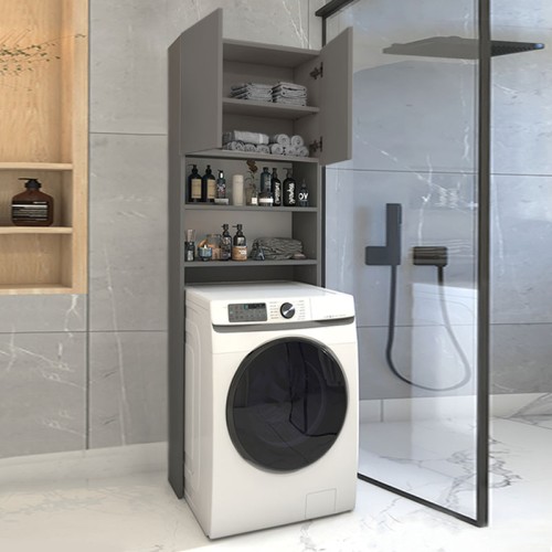 Έπιπλο πλυντηρίου Ramsey Megapap χρώμα ανθρακί 65x27x190,6εκ.