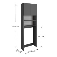 Έπιπλο πλυντηρίου Ramsey Megapap χρώμα ανθρακί 65x27x190,6εκ.