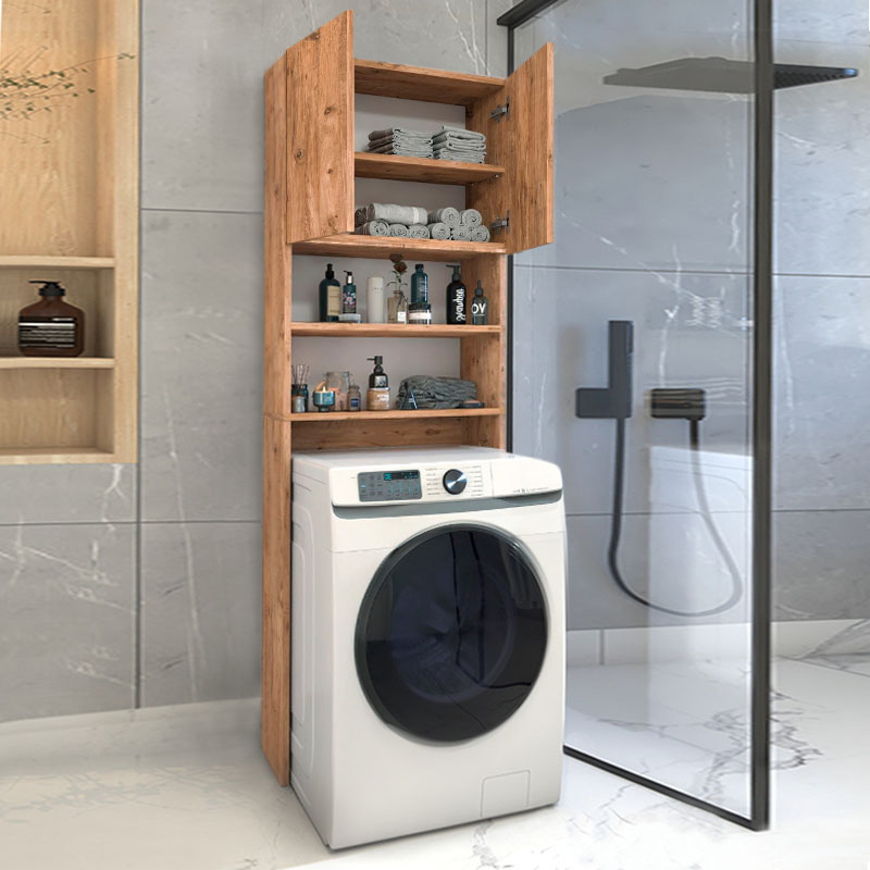 Έπιπλο πλυντηρίου Ramsey Megapap χρώμα pine oak 65x27x190,6εκ.