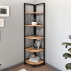 Βιβλιοθήκη γωνιακή Kelsie Megapap χρώμα μαύρο - pine oak 33x33x162εκ.
