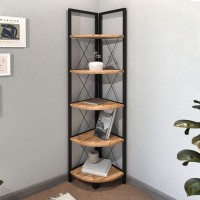 Βιβλιοθήκη γωνιακή Kelsie Megapap χρώμα μαύρο - pine oak 33x33x162εκ.
