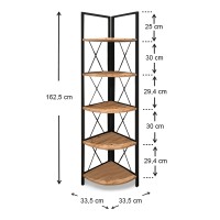 Βιβλιοθήκη γωνιακή Kelsie Megapap χρώμα μαύρο - pine oak 33x33x162εκ.