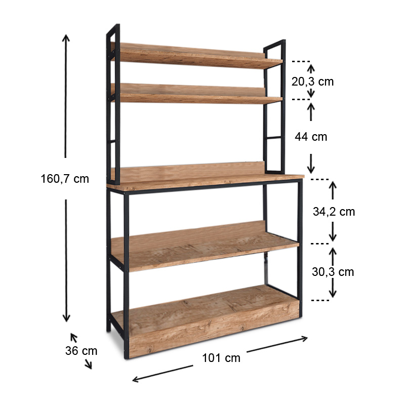 Έπιπλο κουζίνας Foyer Megapap χρώμα μαύρο - pine oak 101x36x160,7εκ.