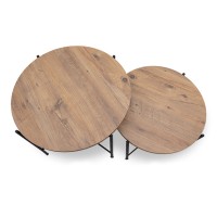 Σετ τραπεζάκια σαλονιού Zayden Megapap 2 τμχ χρώμα pine oak 65x65x52εκ.