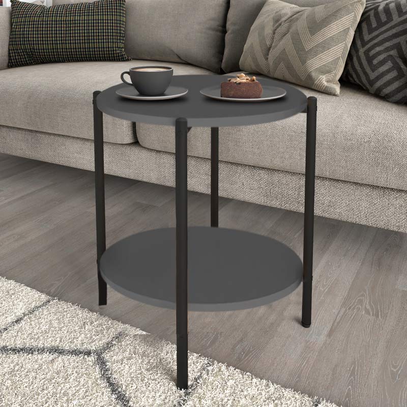 Τραπεζάκι βοηθητικό Argento Megapap χρώμα ανθρακί 43x43x60εκ.