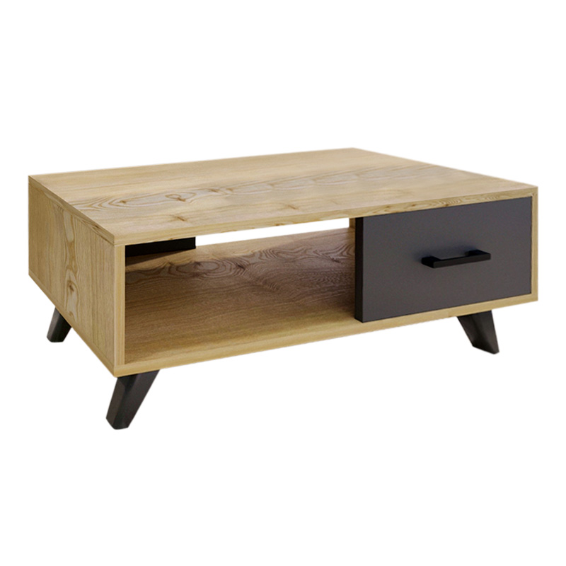 Τραπεζάκι σαλονιού Gilbert Megapap χρώμα sapphire oak - ανθρακί 90x45x35εκ.