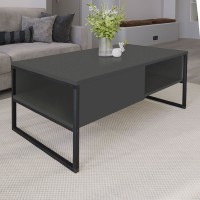 Τραπεζάκι σαλονιού Lawrence Megapap χρώμα ανθρακί 105x60x46εκ.