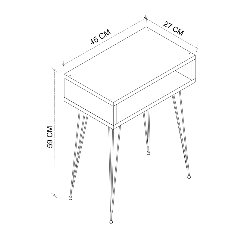 Κομοδίνο Scott Megapap χρώμα ανθρακί 40x30x60εκ.