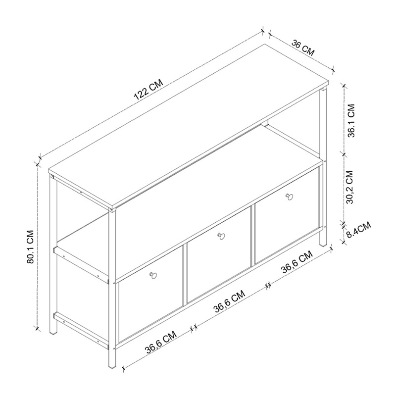Μπουφές Mars Megapap χρώμα καπνιστή καρυδιά 122x36x80,1εκ.