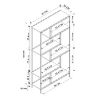Βιβλιοθήκη Larissa Megapap χρώμα μαύρο - pine oak 90x30x159εκ.