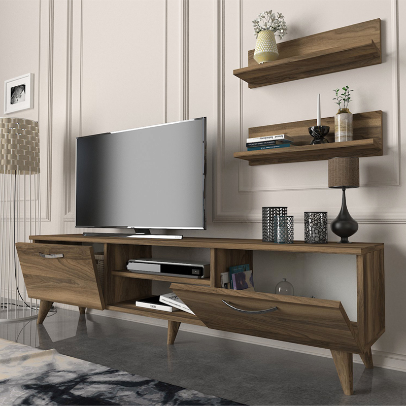 Έπιπλο τηλεόρασης Colin Megapap χρώμα καρυδί 150x29,5x40,6εκ.