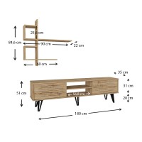 Σύνθεση τηλεόρασης Salerno Megapap χρώμα sapphire oak 180x35x51εκ.