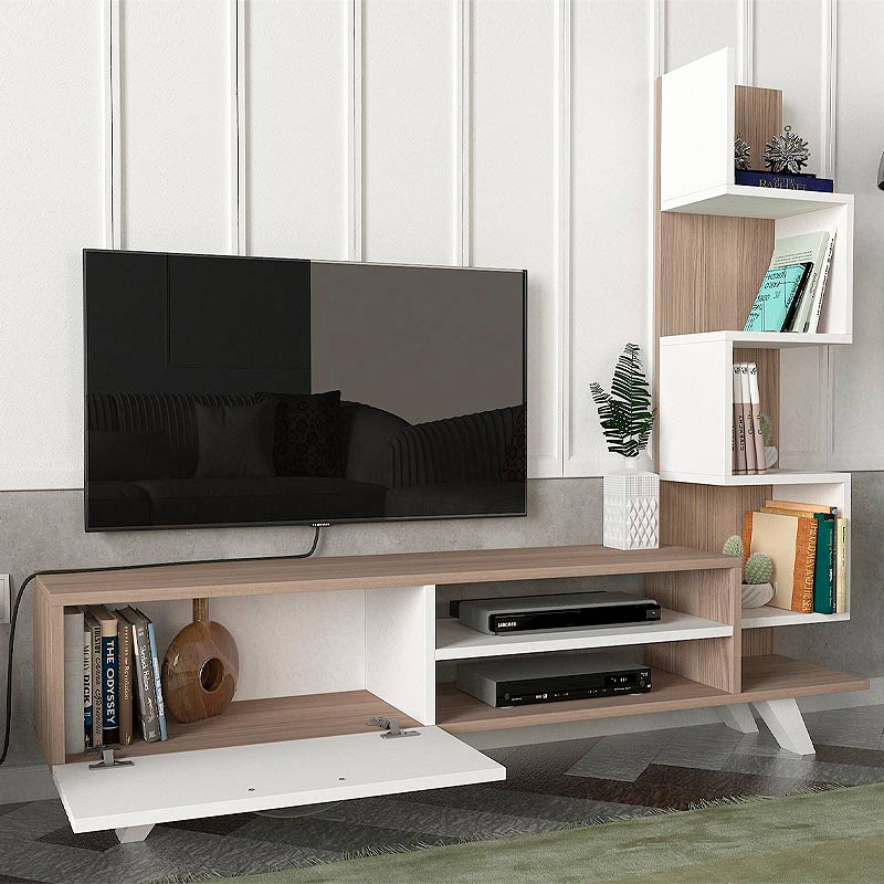 Έπιπλο τηλεόρασης Ceren Megapap χρώμα λευκό - cordoba 149,5x31x131,6εκ.