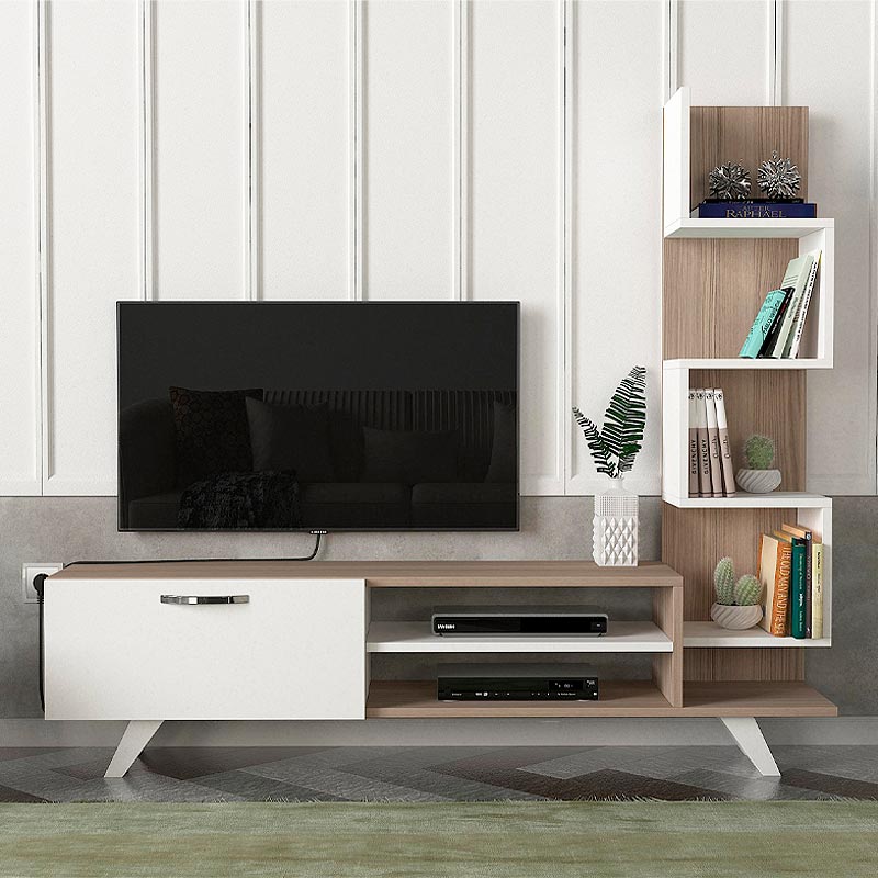 Έπιπλο τηλεόρασης Ceren Megapap χρώμα λευκό - cordoba 149,5x31x131,6εκ.