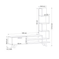 Έπιπλο τηλεόρασης Ceren Megapap χρώμα λευκό - cordoba 149,5x31x131,6εκ.