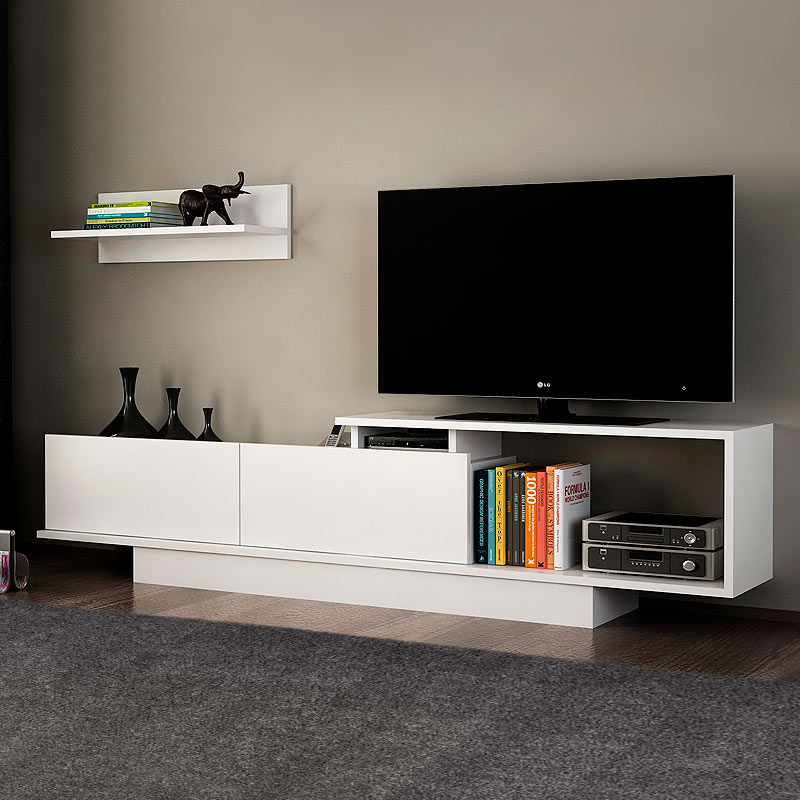 Έπιπλο τηλεόρασης Novara Megapap χρώμα λευκό 180x29,6x45εκ.