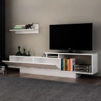Έπιπλο τηλεόρασης Novara Megapap χρώμα λευκό 180x29,6x45εκ.