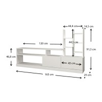 Σύνθεση τηλεόρασης Pesaro Megapap χρώμα λευκό 165x25x91,3εκ.