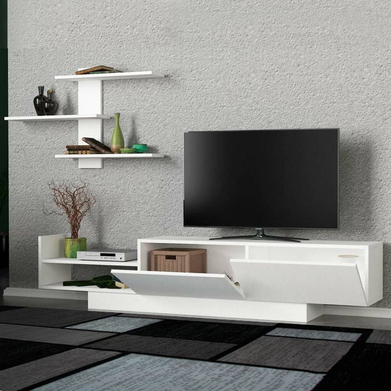 Σύνθεση τηλεόρασης Egemen Megapap χρώμα λευκό 180x32x40εκ.