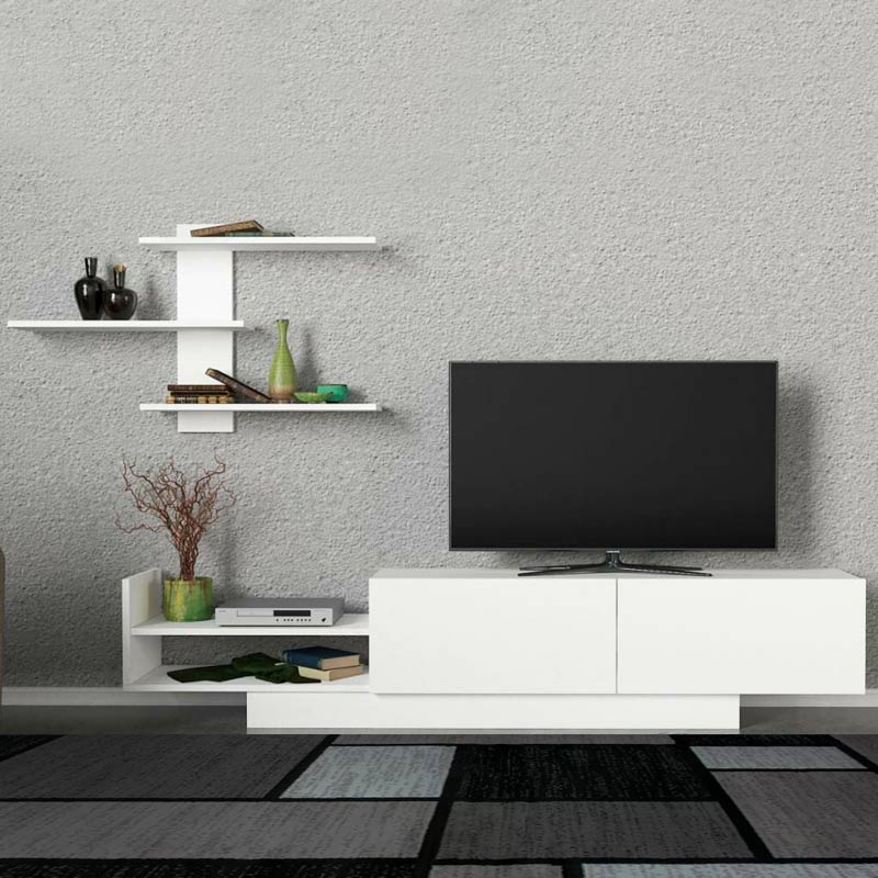 Σύνθεση τηλεόρασης Egemen Megapap χρώμα λευκό 180x32x40εκ.