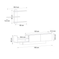 Σύνθεση τηλεόρασης Egemen Megapap χρώμα λευκό 180x32x40εκ.