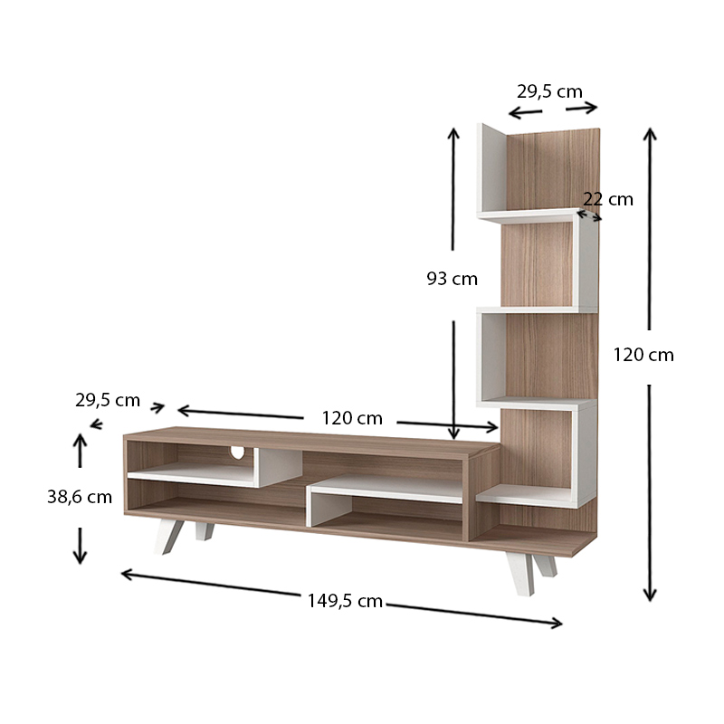 Έπιπλο τηλεόρασης Granada Megapap χρώμα λευκό - cordoba 149,5x29,5x120εκ.
