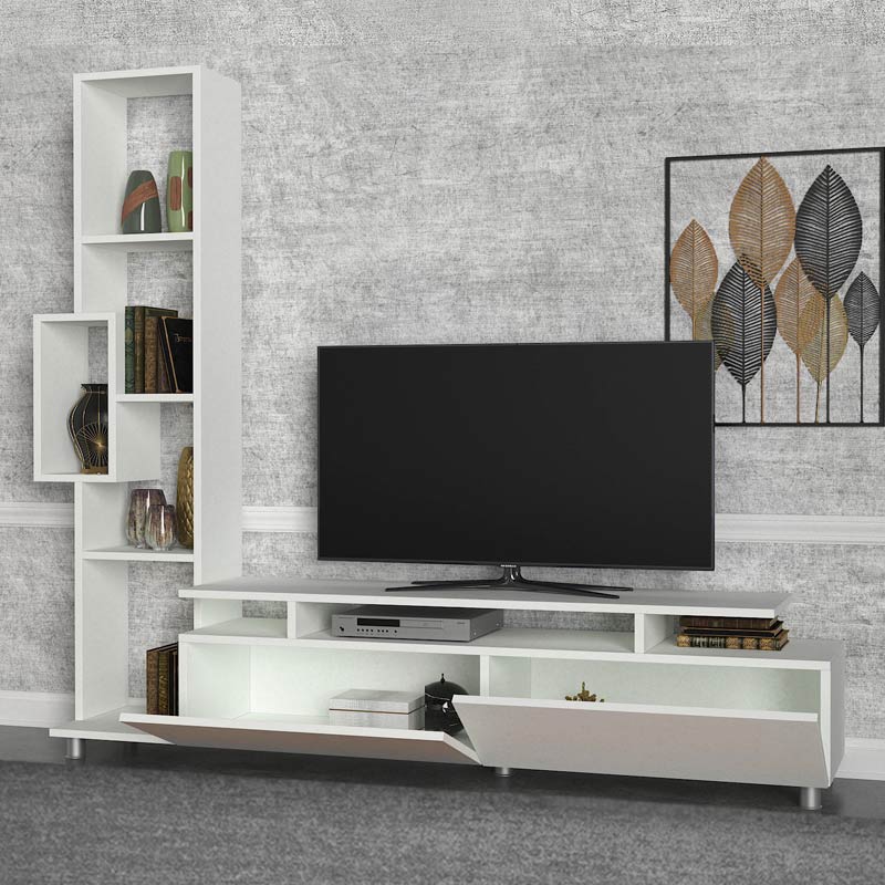 Σύνθεση τηλεόρασης Tulip Megapap χρώμα λευκό 160x29,5x160εκ.