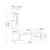 Σύνθεση τηλεόρασης Tulip Megapap χρώμα λευκό 160x29,5x160εκ.