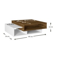 Τραπεζάκι σαλονιού Tab Megapap χρώμα λευκό - καρυδί 105x60x32εκ.