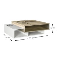 Τραπεζάκι σαλονιού Tab Megapap χρώμα λευκό - cordoba 105x60x32εκ.