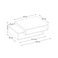 Τραπεζάκι σαλονιού Tab Megapap χρώμα λευκό - cordoba 105x60x32εκ.
