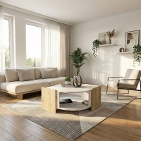 Τραπεζάκι σαλονιού Marbel Megapap χρώμα sapphire oak - λευκό εφέ μαρμάρου 75x75x40εκ.