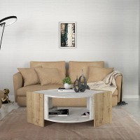 Τραπεζάκι σαλονιού Marbel Megapap χρώμα sapphire oak - λευκό εφέ μαρμάρου 75x75x40εκ.