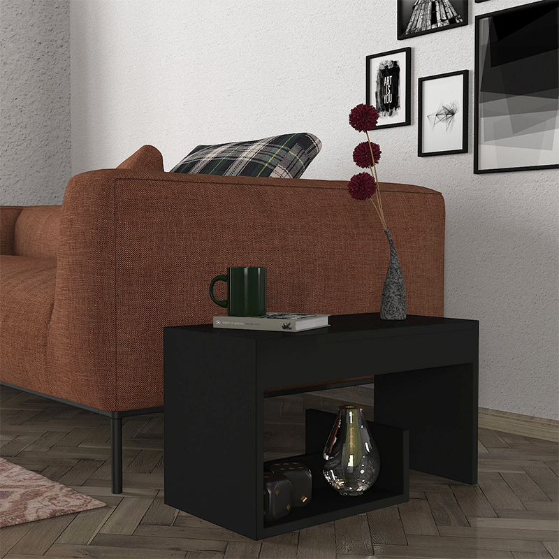 Τραπεζάκι βοηθητικό Rosana Megapap χρώμα μαύρο 35x29,5x60εκ.