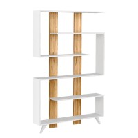 Βιβλιοθήκη Rain Megapap χρώμα λευκό - καρυδί 120x19,5x162εκ.