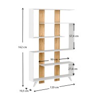 Βιβλιοθήκη Rain Megapap χρώμα λευκό - καρυδί 120x19,5x162εκ.