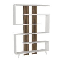 Βιβλιοθήκη Rain Megapap χρώμα λευκό - καρυδί 120x19,5x162εκ.