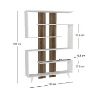 Βιβλιοθήκη Rain Megapap χρώμα λευκό - καρυδί 120x19,5x162εκ.