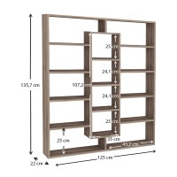 Βιβλιοθήκη Ample Megapap χρώμα καρυδί 125x22x135,7εκ.