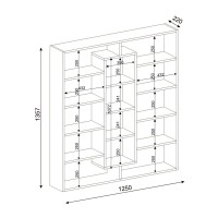 Βιβλιοθήκη Ample Megapap χρώμα μαύρο - λευκό 125x22x135,7εκ.