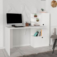 Γραφείο εργασίας Merino Megapap χρώμα λευκό 149,5x61,8x120εκ.