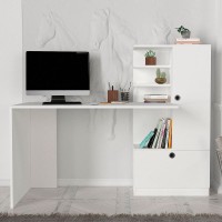Γραφείο εργασίας Merino Megapap χρώμα λευκό 149,5x61,8x120εκ.