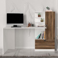 Γραφείο εργασίας Merino Megapap χρώμα λευκό - καρυδί 149,5x61,8x120εκ.