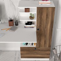 Γραφείο εργασίας Merino Megapap χρώμα λευκό - καρυδί 149,5x61,8x120εκ.