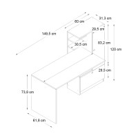 Γραφείο εργασίας Merino Megapap χρώμα sapphire oak 149,5x61,8x120εκ.