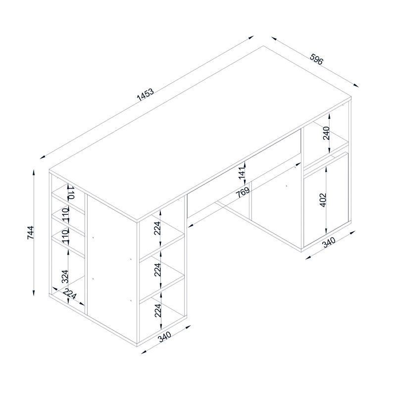 Γραφείο εργασίας Pontus Megapap χρώμα λευκό 145x60x74,4εκ.