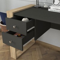 Γραφείο εργασίας Fernando Megapap χρώμα ανθρακί - sapphire oak 158,4x60x72,2εκ.
