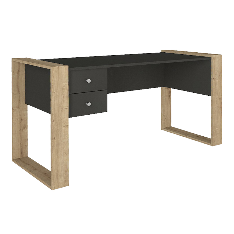 Γραφείο εργασίας Fernando Megapap χρώμα ανθρακί - sapphire oak 158,4x60x72,2εκ.