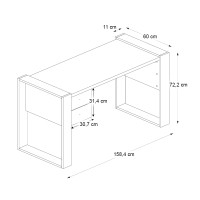 Γραφείο εργασίας Fernando Megapap χρώμα ανθρακί - sapphire oak 158,4x60x72,2εκ.