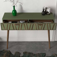 Κονσόλα επιτοίχια Forest Megapap χρώμα λαδί - καρυδί 120x35x89,3εκ.